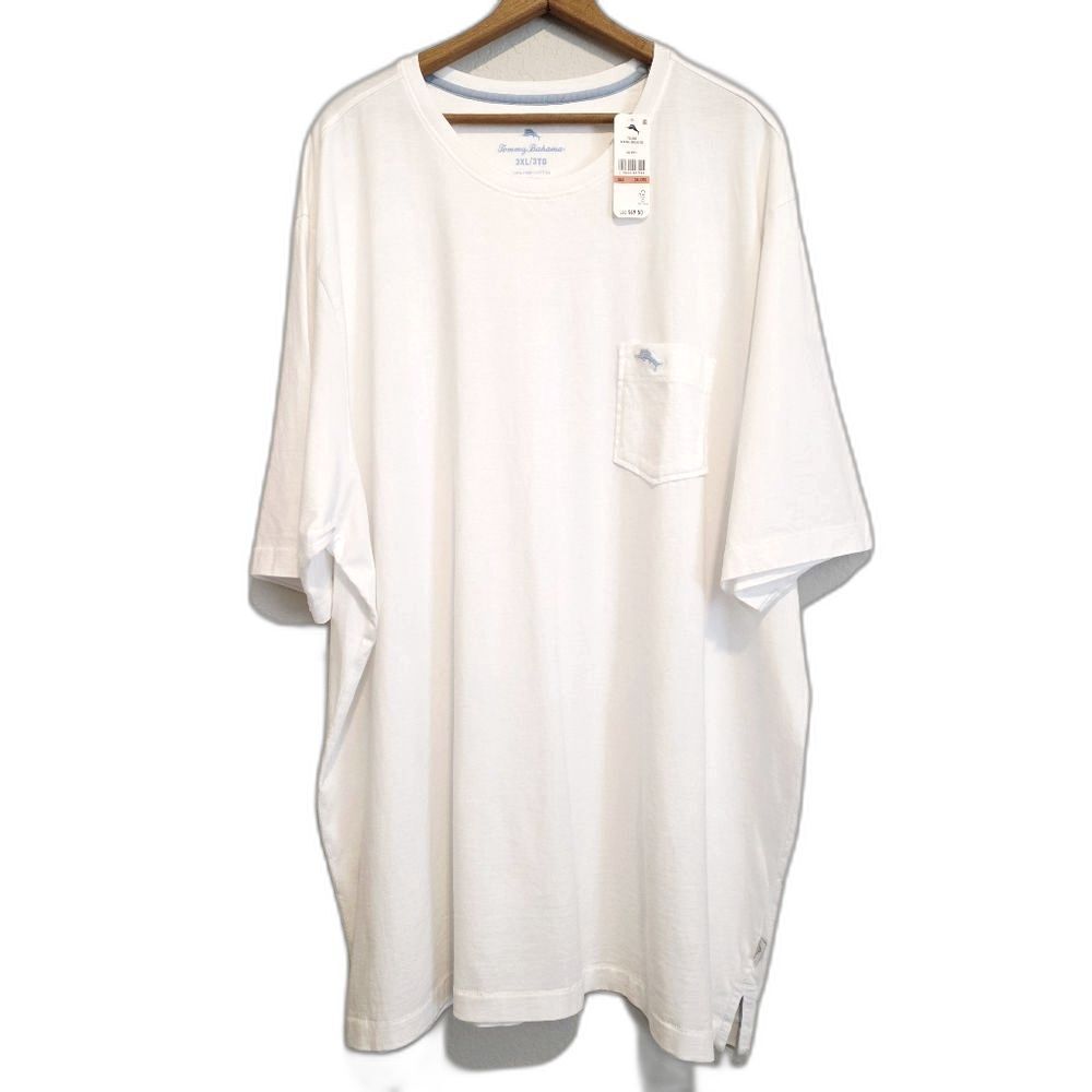 NWT Tommy Bahama 100% Pima Cotton T Shirt White Fish LOGO Stretch Men's 3XL